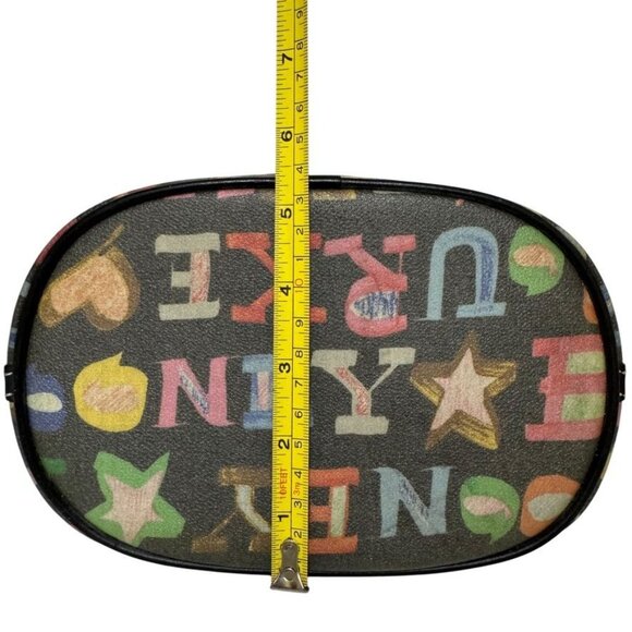 Dooney & Bourke Y2K Black Multi Color Letters Graffiti Signature Hobo Bucket Bag - Picture 4 of 15